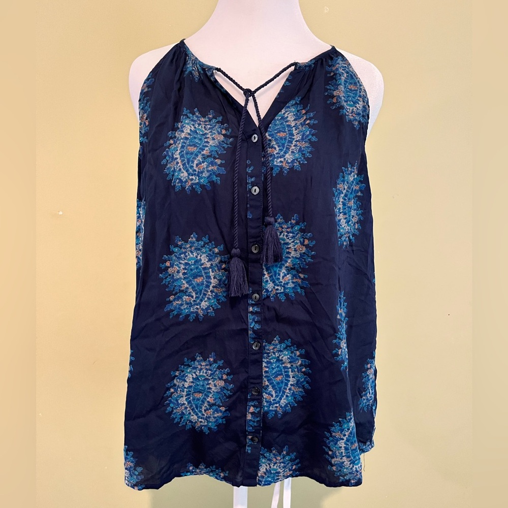 NWOT Lucky Brand‎ Blue Tie Front Tank Top